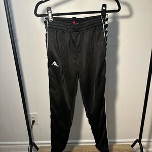Kappa Black Track Pants with Red Tag